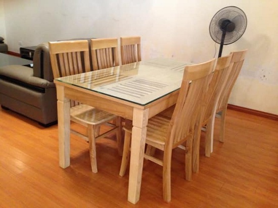 Bộ Bàn Ghế Gỗ Sồi Nga 6 Ghế Màu Tự Nhiên Hải Phòng